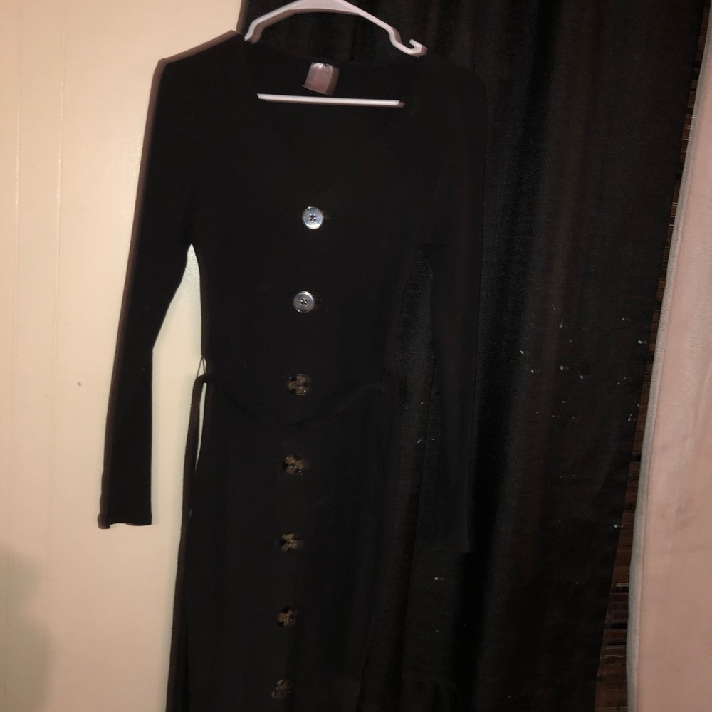 Long black dress with buttons